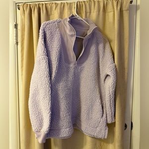 LIKE NEW ✨ Aerie lavender purple sherpa quarter zip sweatshirt